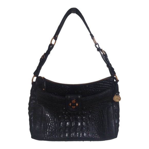 Brahmin Black‎ Crocodile-Embossed Shoulder Bag - Picture 1 of 15